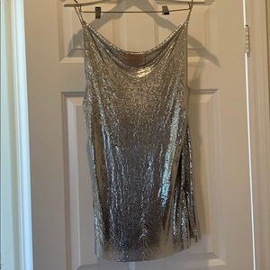 Silver metallic H:ours dress never worn w/lining